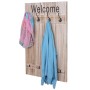 Wandgarderobe C89 Welcome im Shabby-Look mit 8 Haken in Naturbraun.