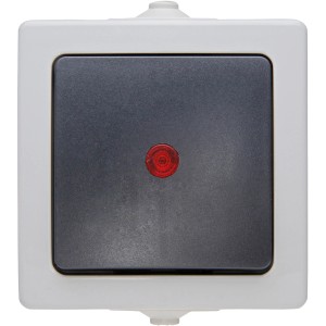 Kopp Kontrollschalter Nautic Grau für Aufputzmontage/Feuchtraum mit roter Linse.