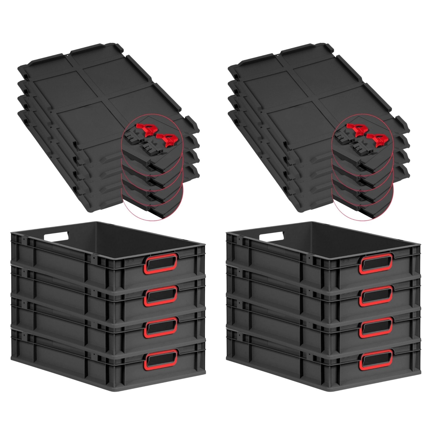 PROREGAL SuperSparSet 8x Eurobox Nextgen Color Mit Scharnierdeckel HxBxT 12 günstig online kaufen