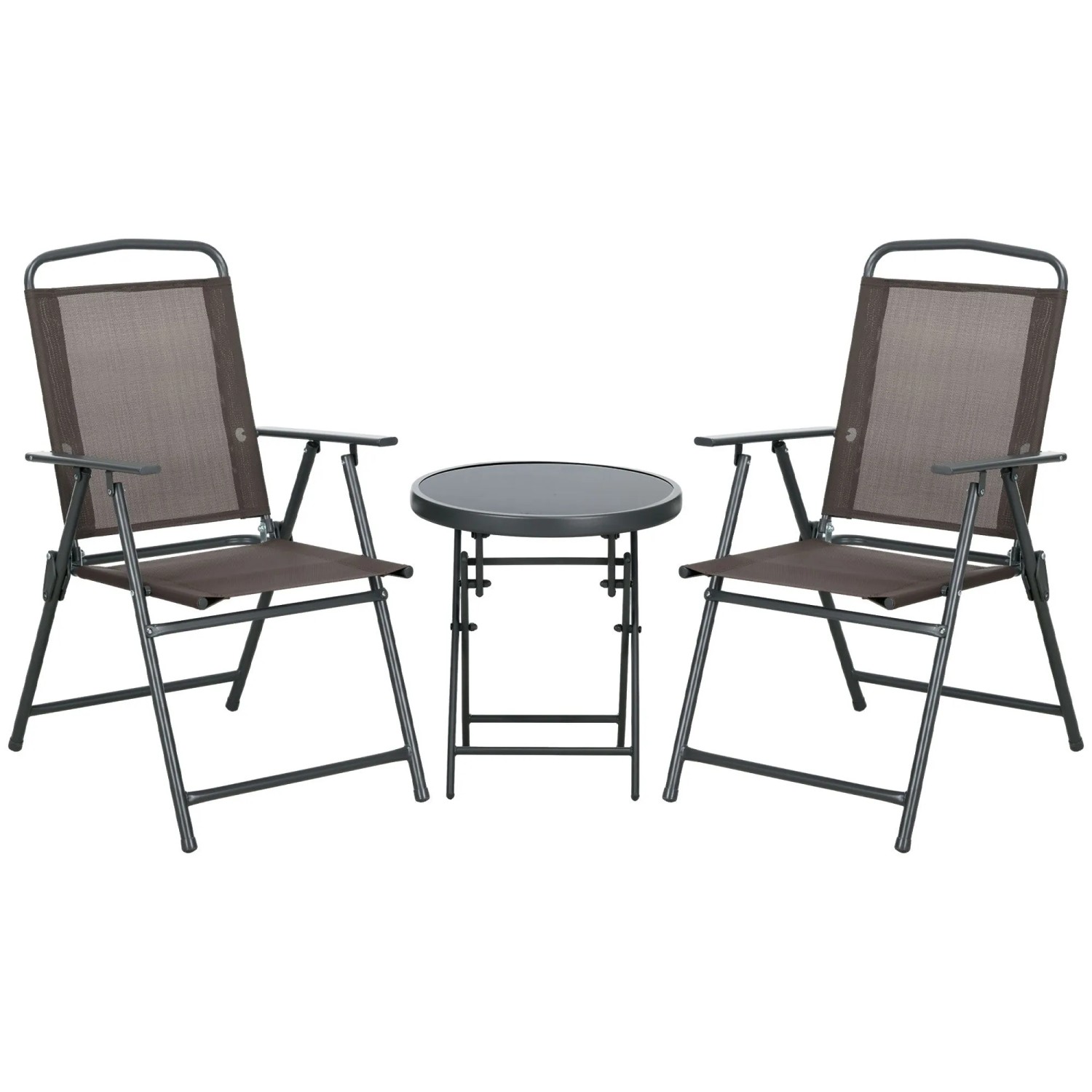 Furnicato Bistro-set 3-teilig Metall Wetterfest Klappbar Braun