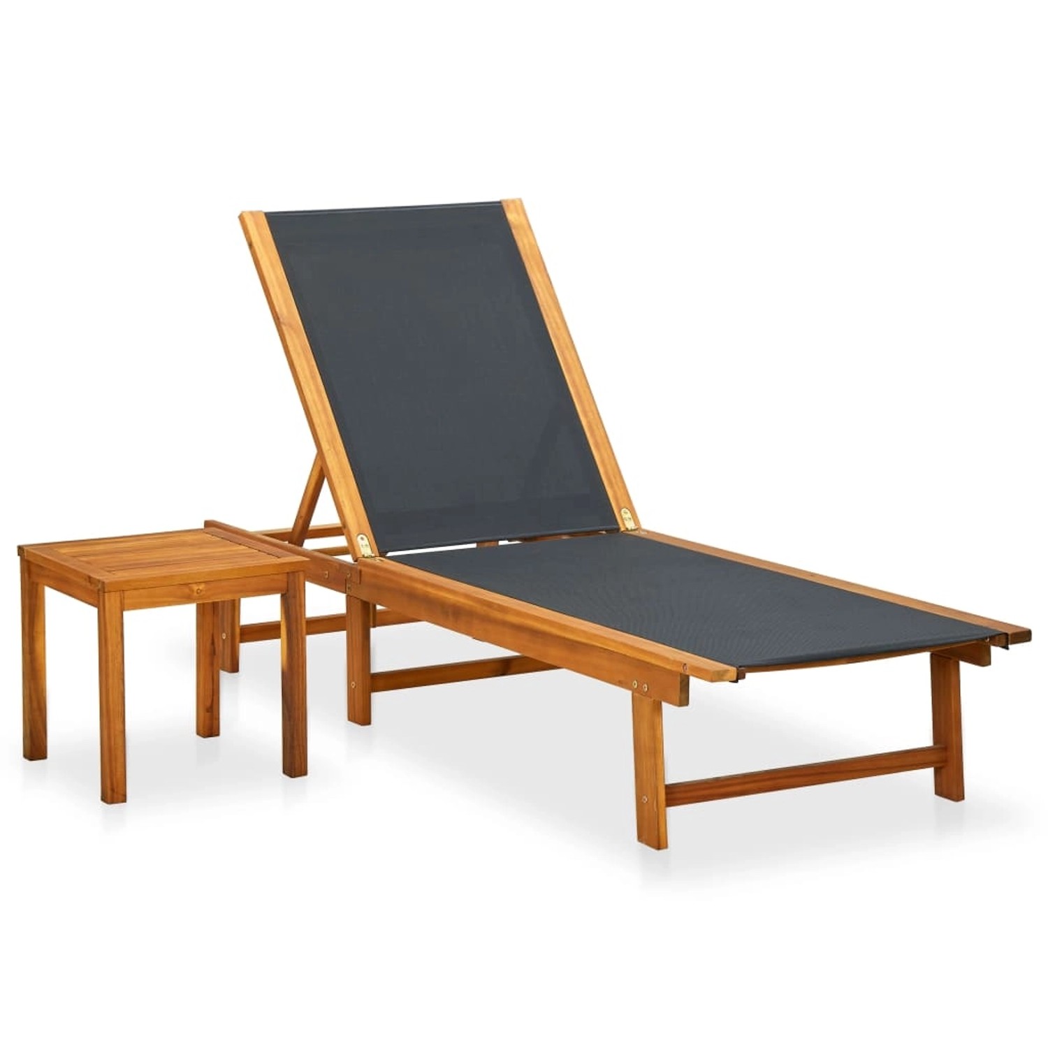 vidaXL Sonnenliege mit Tisch Massivholz Akazie und Textilene 41746 günstig online kaufen