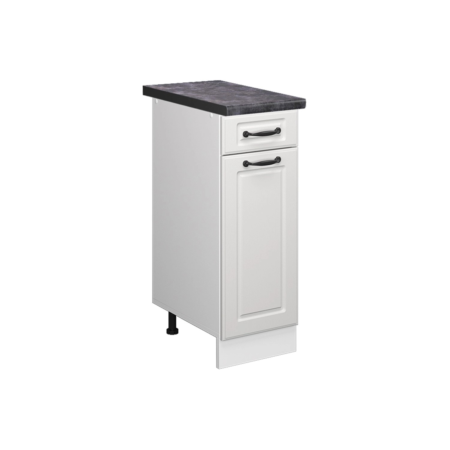 Vicco Küchenunterschrank R-Line Weiß Landhaus/Weiß 30 cm AP Anthrazit