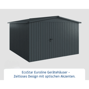 Hörmann EcoStar Gerätehaus Euroline, Satteldach, anthrazitgrau, 333x325 cm.