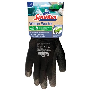 Spontex Winter Worker Handschuhe Gr. 7, ideal für kalte Tage, mit Latexbeschichtung. Farbauswahl zufällig.