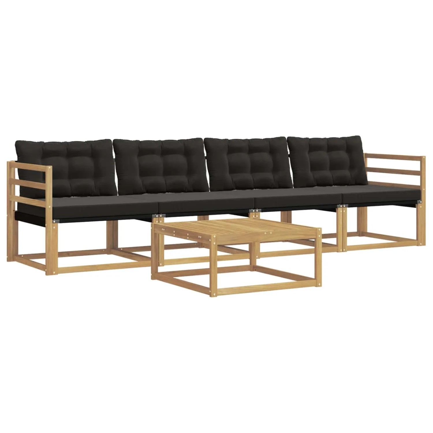 vidaXL Outdoor-Sofagarnitur 5 Stk Weiß und Schwarz 79 x 79 x 37 cm 3388386