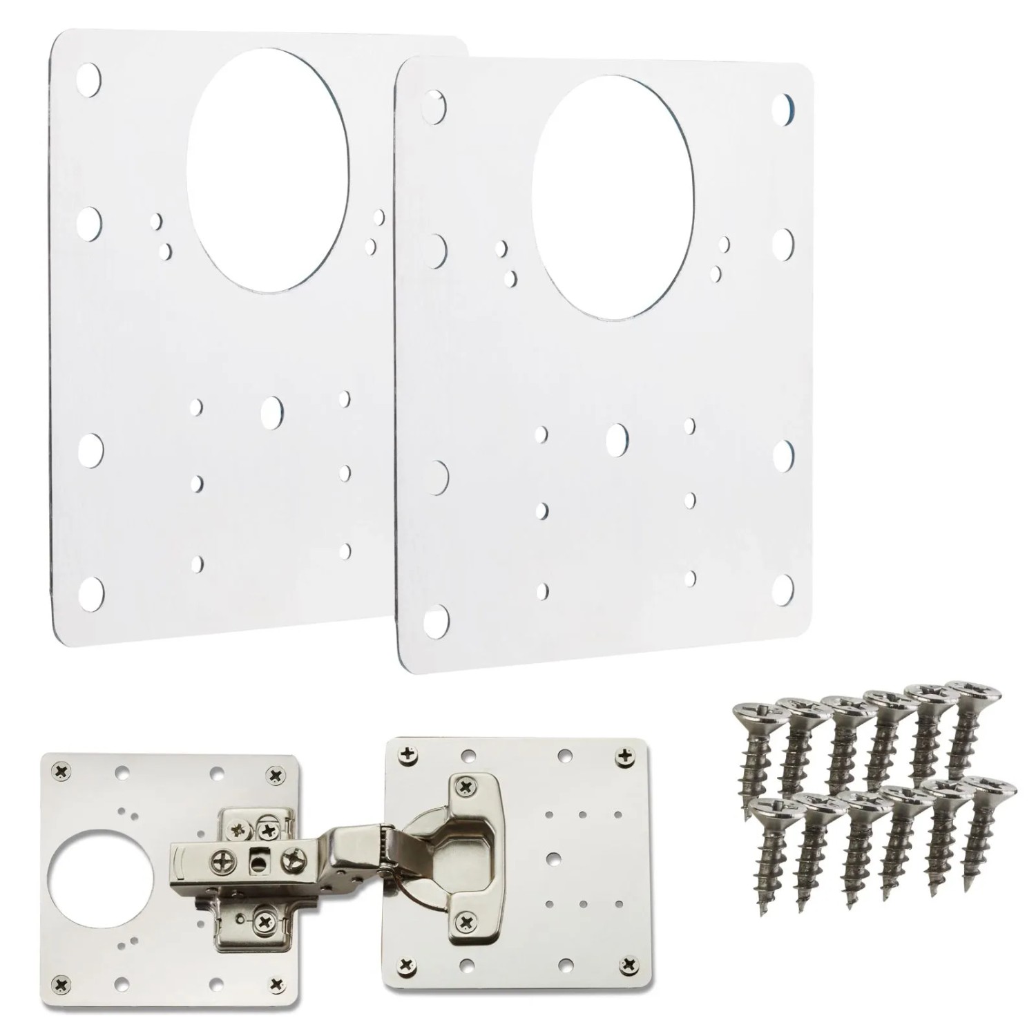 SOTECH 2 x Topfband Reparaturplatten Edelstahl 90 x 90 x 0,53 mm für T45 T48 Topfbänder mit Durchmesser 35 mm