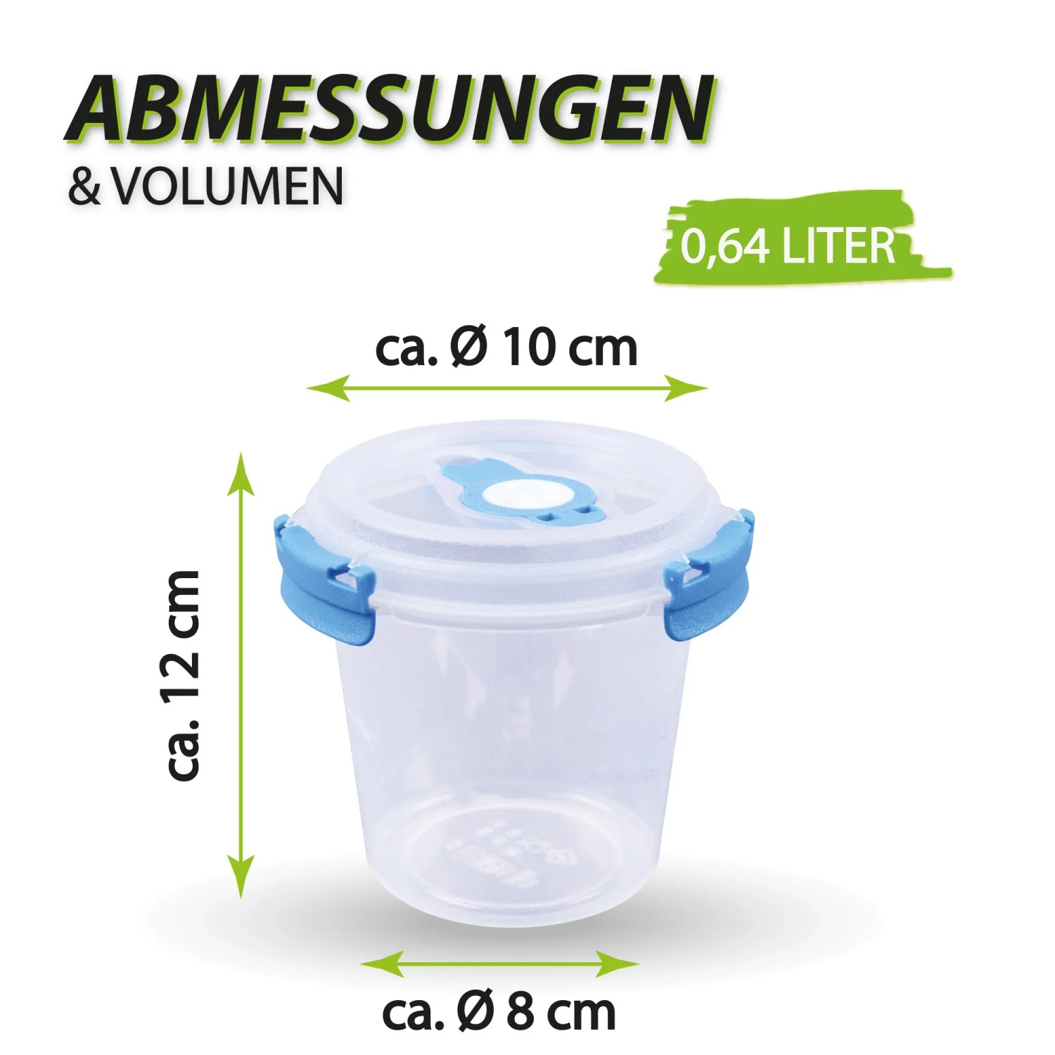 Bestlivings Joghurt-Frischhaltebox, 0,64L, blau, 4er-Pack. Vorratsdose mit blauem Deckel.