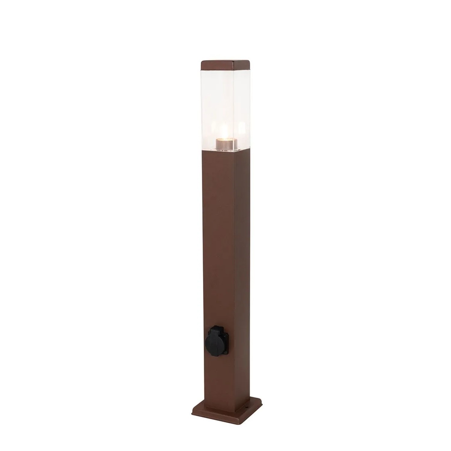 QAZQA Gartenleuchte Rostbraun 80 cm mit Steckdose IP44 Malios
