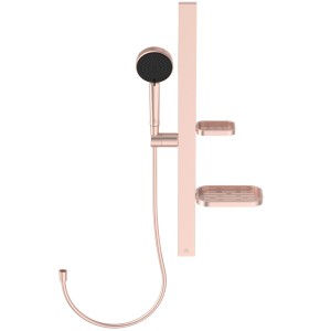 Ideal Standard Brausekombination in Rosé mit 2-Funktions-Handbrause und Ablagen.