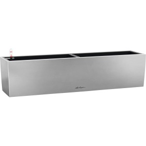 Lechuza Balconera Steel 80, perlgrauer Blumenkasten mit Bewässerungssystem, 79x19cm.