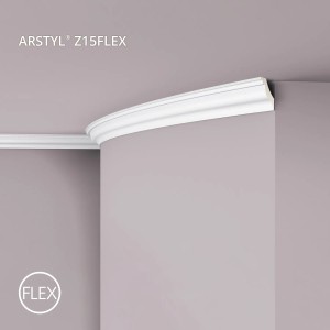 Flexible, weiße NOEL & MARQUET Eckleiste Z15 Flex für den Innenbereich.