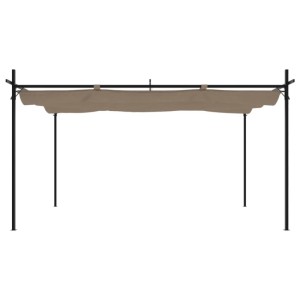 DELUKE Terrassenüberdachung Mit Schiebedach OLIMP Taupe 395x292x230cm Pergola Garten Pavillon Rankhilfe Sonnenschutz Gartenpergola