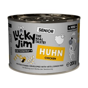 Lucky Jim Hunde-Nassfutter Mini Senior Huhn, 200g Dose für kleine, ältere Hunde.