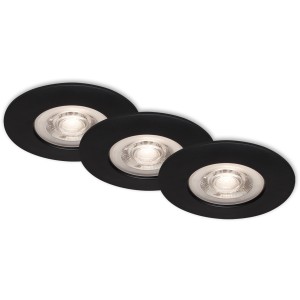 Brilo LED-Einbauleuchten Kulana, 3er-Set, matt-schwarz. Einbaustrahler für Bad und Wohnraum.