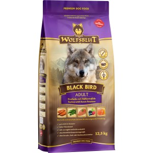 Wolfsblut Black Bird Adult Trockenfutter 12,5kg: Getreidefreies Hundefutter mit Truthahn und Süßkartoffel.