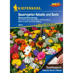Kiepenkerl Bauerngarten Saatteppich für Rabatte und Beete mit bunter Blumenmischung.