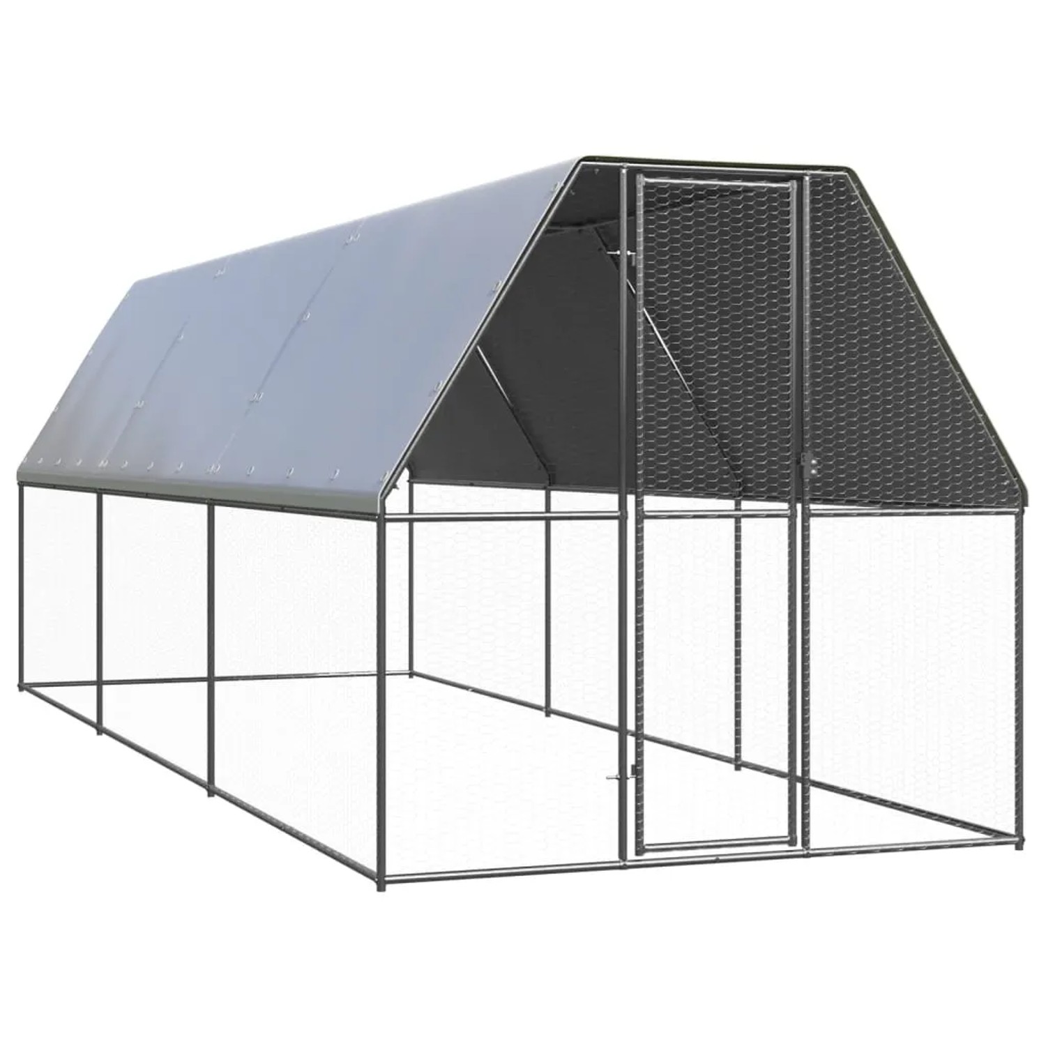 VidaXL Hühnerkäfig 2x6x2 m aus verzinktem Stahl mit wasserabweisendem Dach.