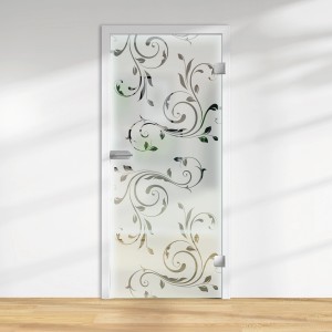 Glasdrehtür mit Siebdruck Dekor 36/35, ESG Floatglas, DIN Rechts, 1972x834x8 mm