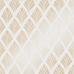 Laura Ashley Vliestapete Florin Gold mit Art-Déco-Muster für elegante Wände.