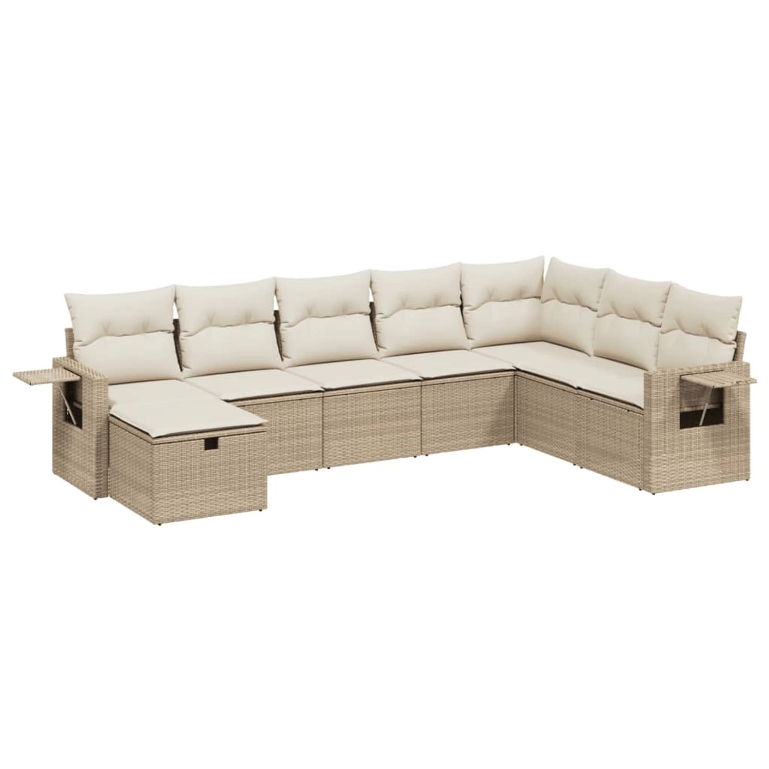 vidaXL 8-Tlg Garten-Sofagarnitur mit Kissen Beige Poly Rattan 3263894