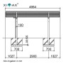 Technische Zeichnung: Ximax Carport Linea-60 Y-Ausführung, Maße und Details zum Aufbau.