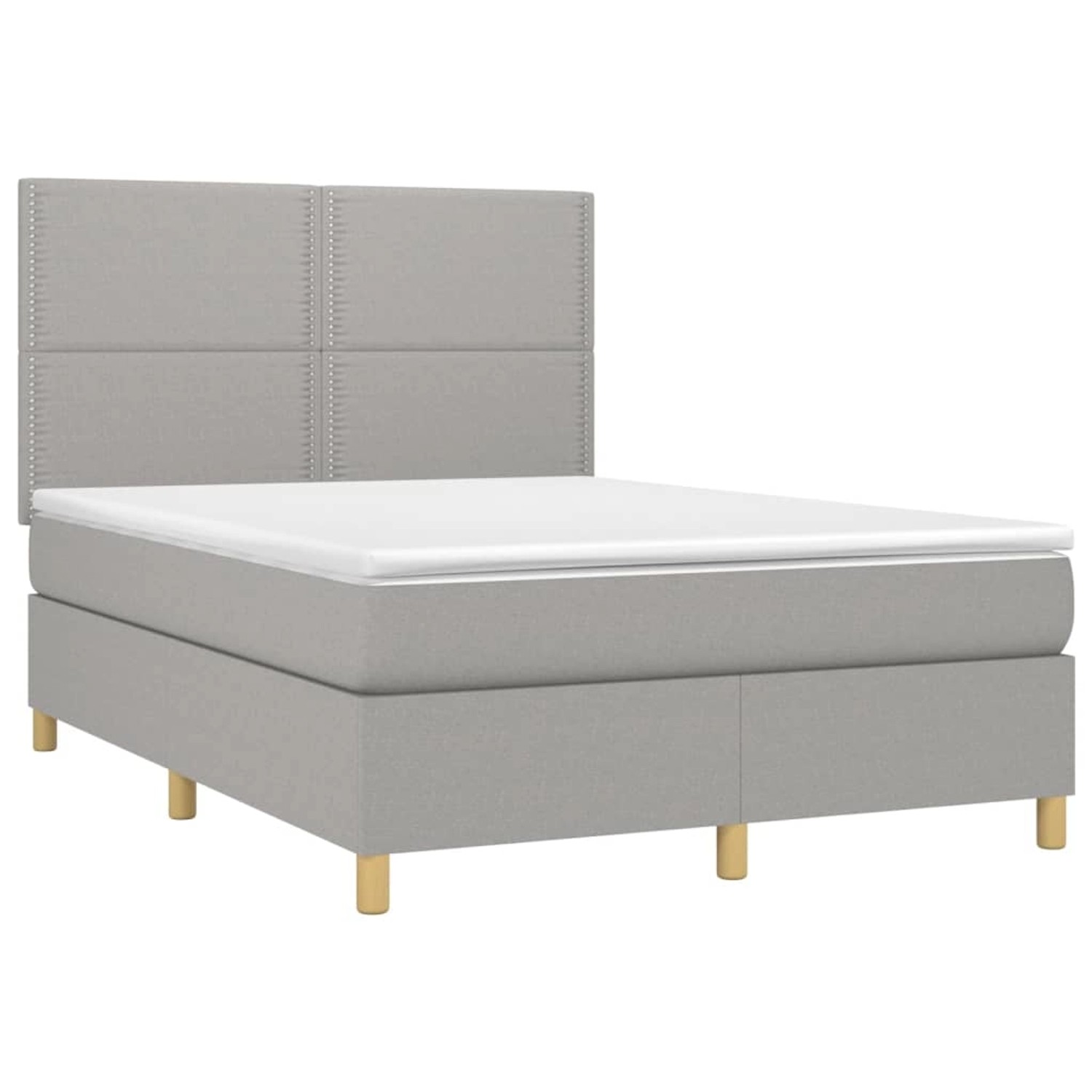 vidaXL Boxspringbett mit Matratze & LED Hellgrau 140x190 cm Stoff 3135349 günstig online kaufen