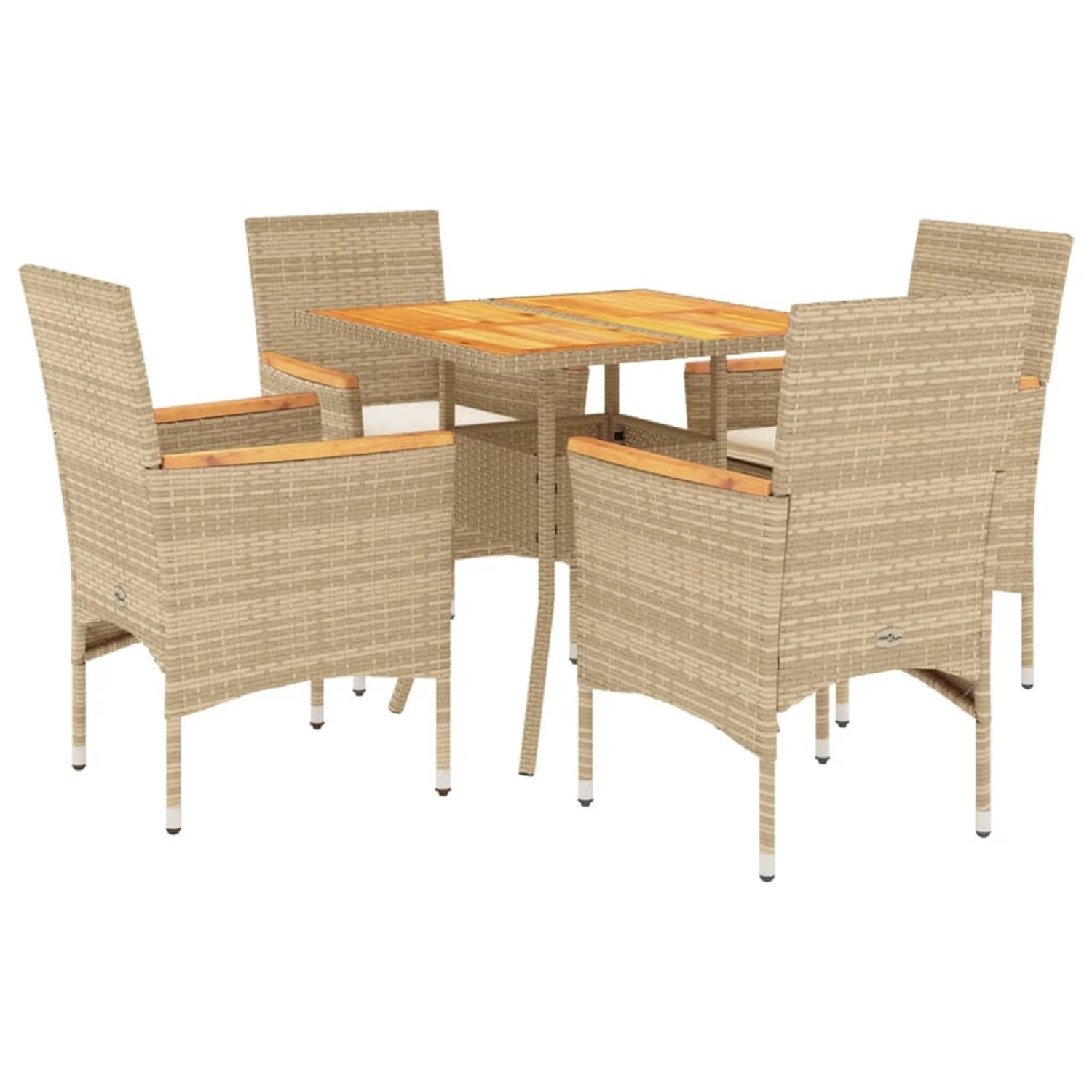 vidaXL 5-Tlg Garten-Essgruppe mit Kissen Beige Poly Rattan Akazie 3278702 günstig online kaufen