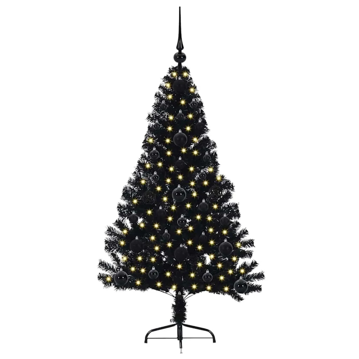 vidaXL Künstlicher Vorbeleuchteter Weihnachtsbaum Schwarz 120 cm PVC 3397116