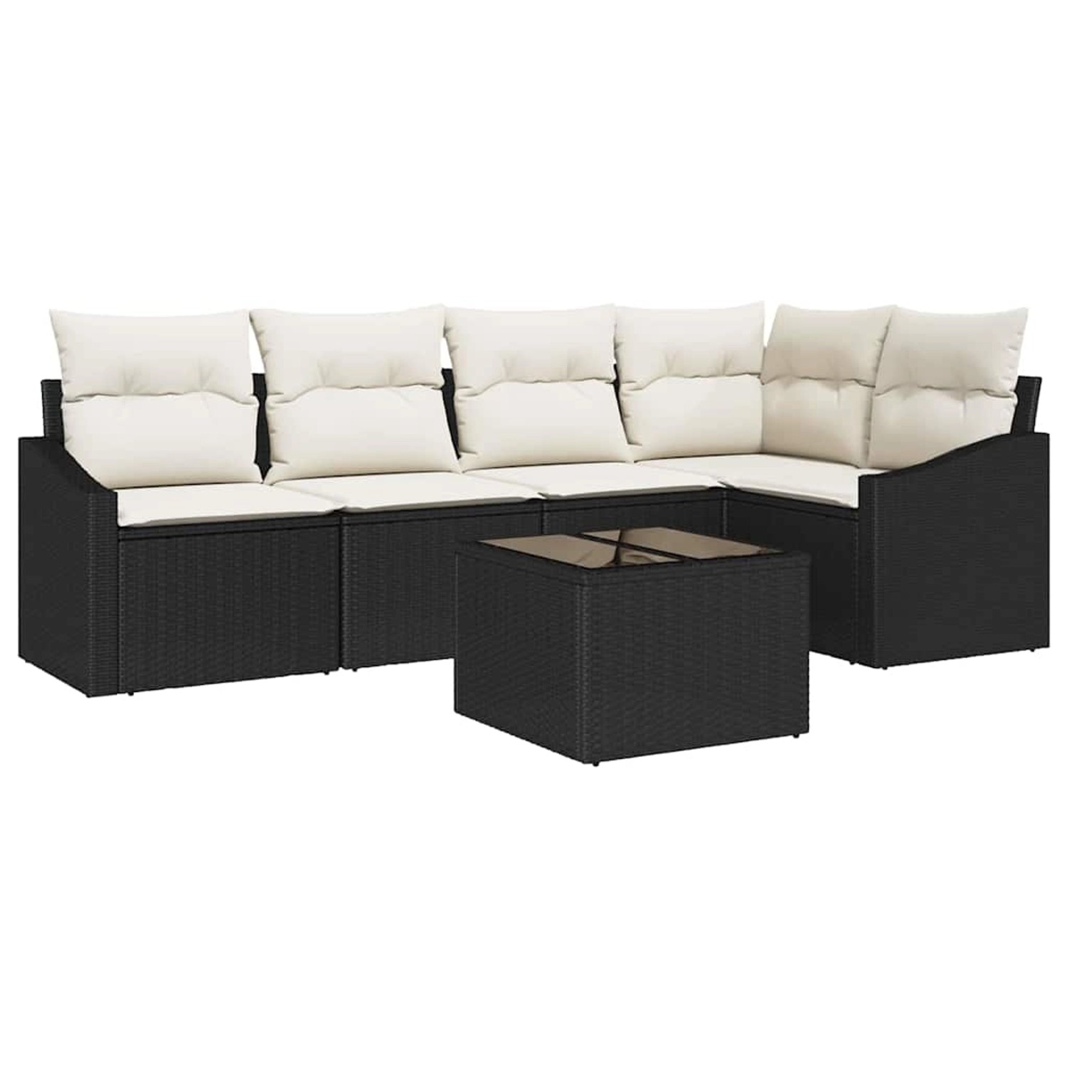 vidaXL Garten-Sofa-Set 6-Tlg Schwarz Poly Rattan 3346727 günstig online kaufen