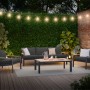 4-teiliges Lounge-Set Branford in Anthrazit/Beige mit Tisch, Bank und Sesseln für Garten/Terrasse.