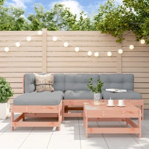 vidaXL 5-tlg. Garten Lounge Set aus Douglasie mit grauen Kissen. Gartenmöbel für Terrasse und Garten.