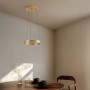 Moderne LED-Pendelleuchte Lucande Tindra in Gold/Messing, 40 cm Durchmesser für Wohnzimmer.