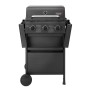 Schwarzer Taino Compact 3+0 Gasgrill mit 3 Brennern, klappbaren Seitenablagen und Thermometer. Ideal für Balkon & Terrasse.