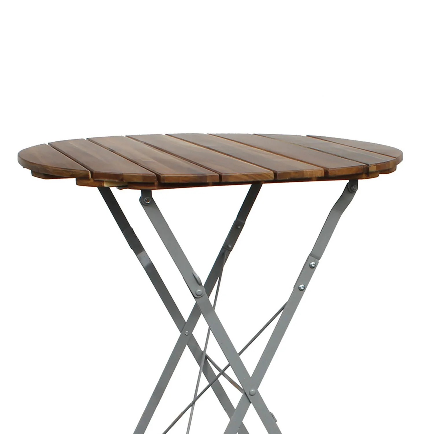 Klappbarer Biergarten Stehtisch Mojawo, Akazie/Stahl, Ø80cm. Ideal für Garten und Gastronomie.