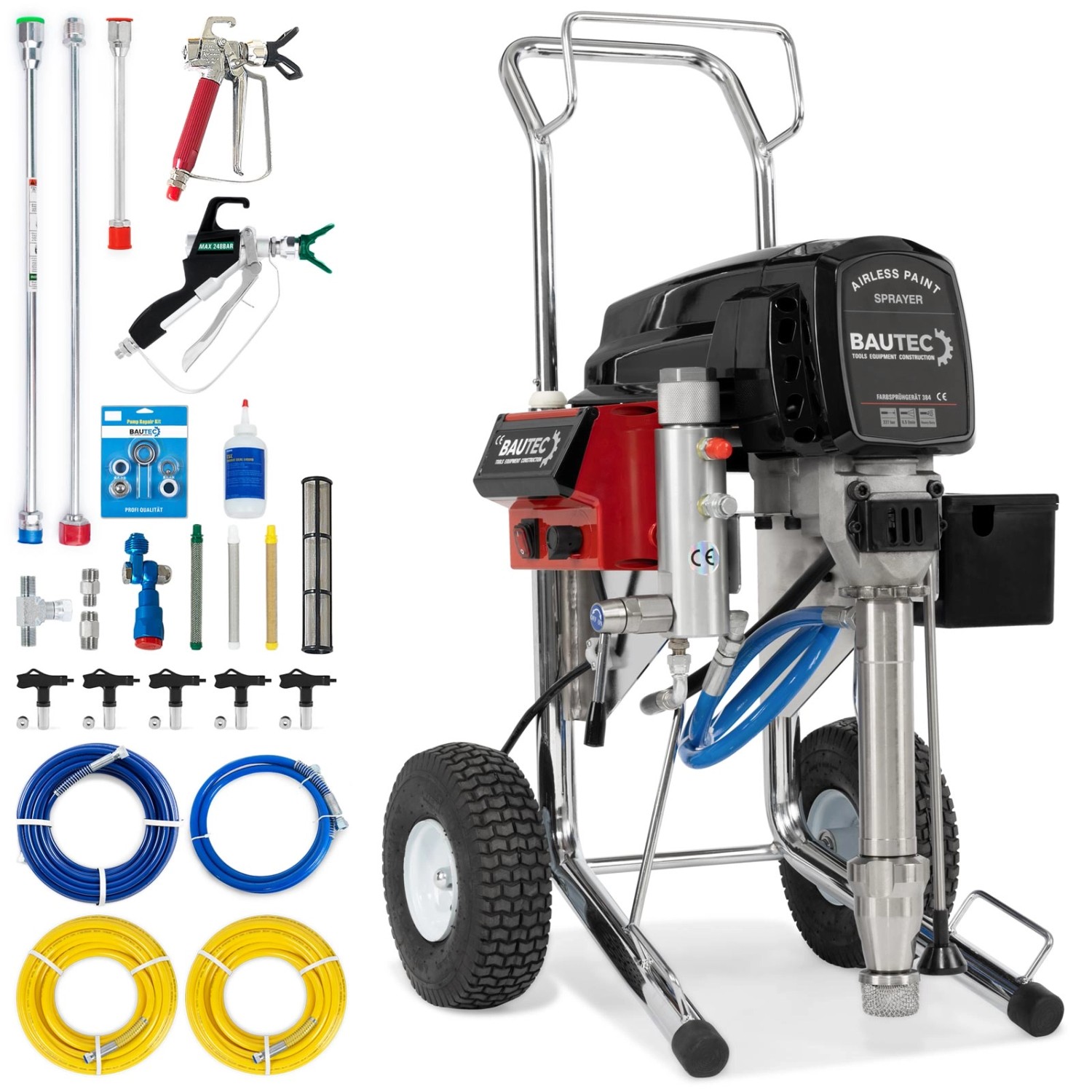 BAUTEC Airless Farbsprühgerät 384 mit Kolbenpumpe 4.000 W bis 6,3 l/min auc günstig online kaufen