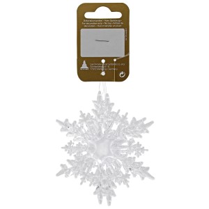 Transparente Deko-Schneeflocke aus Kunststoff, 9,3 cm, zum Aufhängen, 2 Stück, für Weihnachtsbaum und Winterdeko.