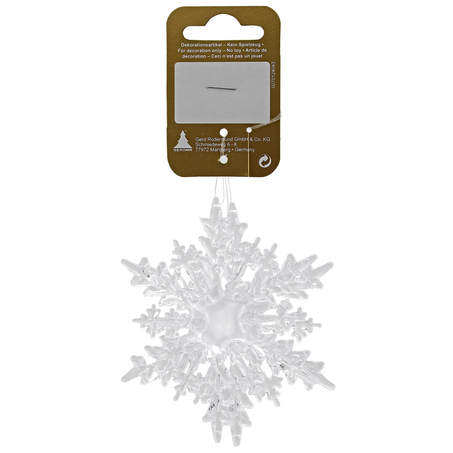 Weihnachts-Deko Schneeflocke aus Kunststoff Ø 9,3 cm Transparent 2 Stück