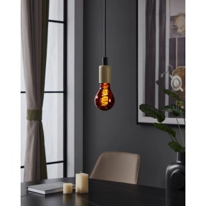 Dimmbare Eglo E27 LED Globe Lampe, 4W, mit warmem Licht in kupferfarbenem Glas.
