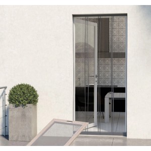 Grauer Avosdim Insektenschutz Lamellenvorhang (130x230cm) für Türen.