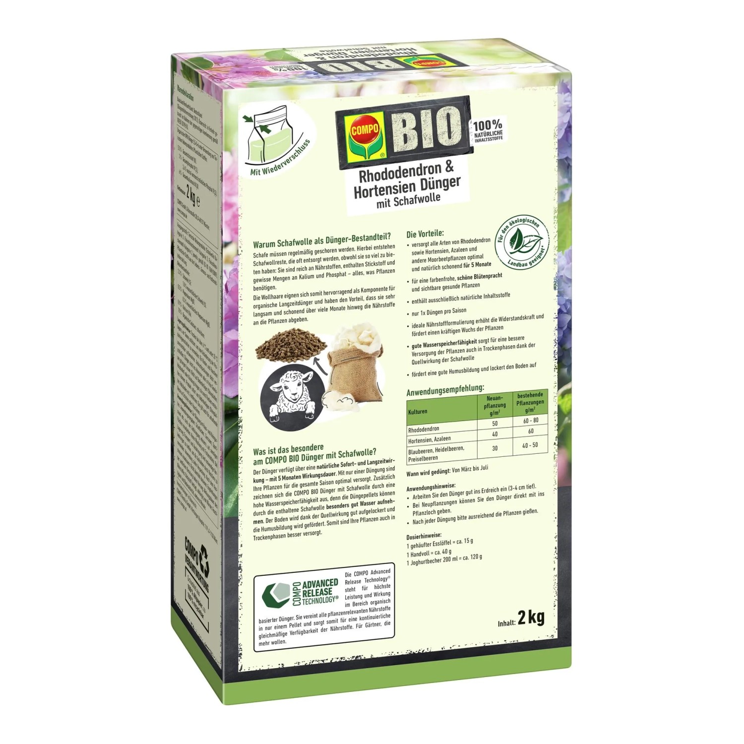 Compo Bio Rhododendron Langzeit-Dünger mit Schafwolle 2 kg_2