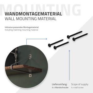 ML-Design Regalhalterung 265mm Silber, 4er Set mit Schrauben für Wandregale.