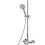 Schulte Duschsystem Rain mit eckiger Kopfbrause und Einhebelmischer, verchromt.