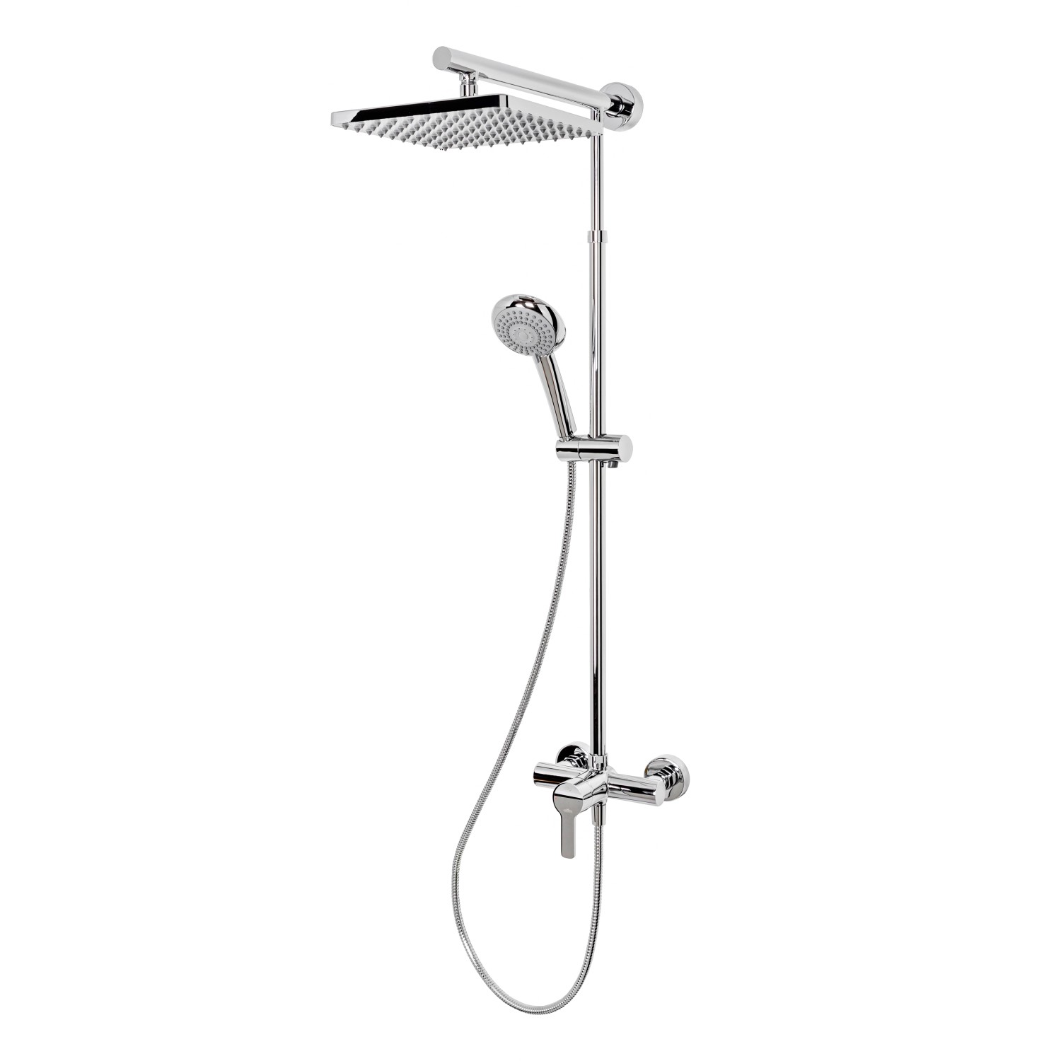 Schulte Duschsystem Rain mit Einhebelmischer Kopfbrause Eckig