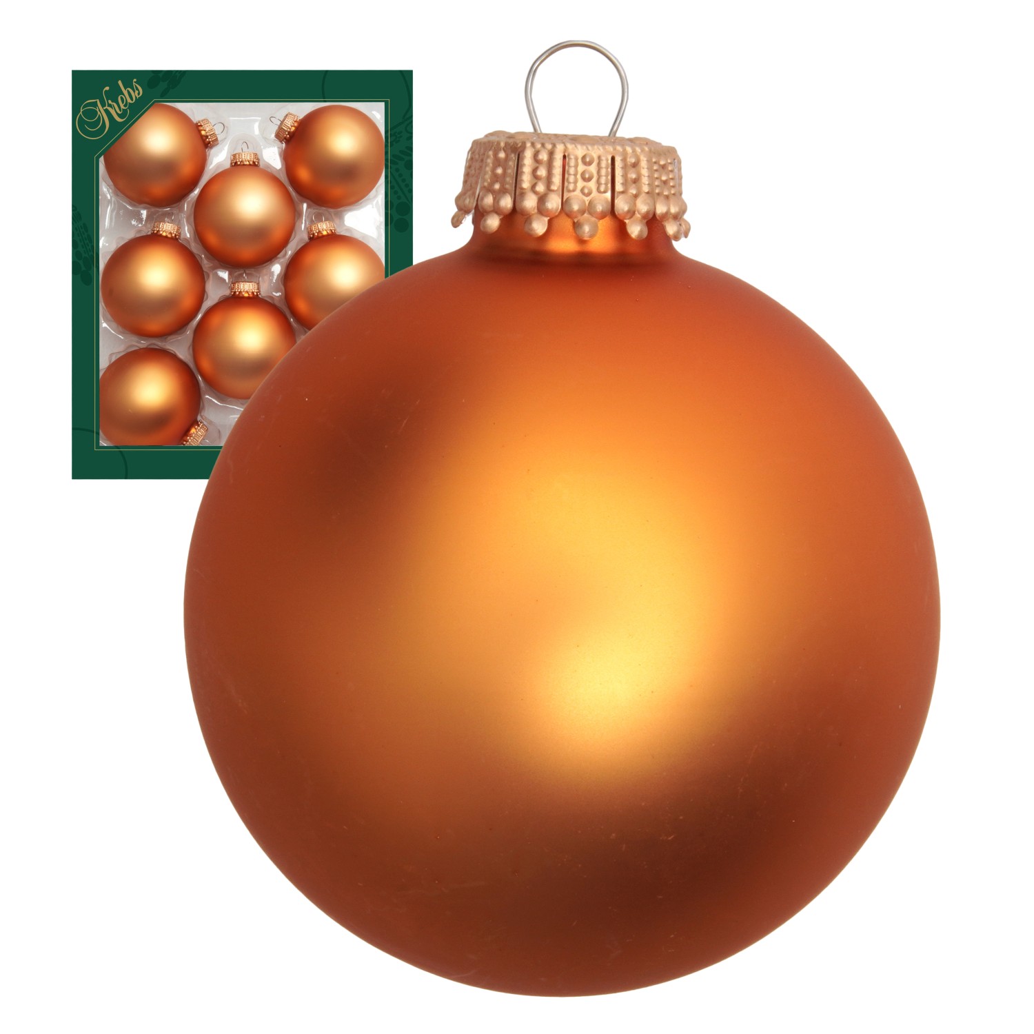 Krebs Glas Lauscha Weihnachtskugeln Uni-Design Fabienne Goldfarbig 7cm