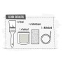 CREATE! by OBI DIY Farb-Set Wintergrau: Pinsel, Farbtopf, Schleifpapier und Klebeband.