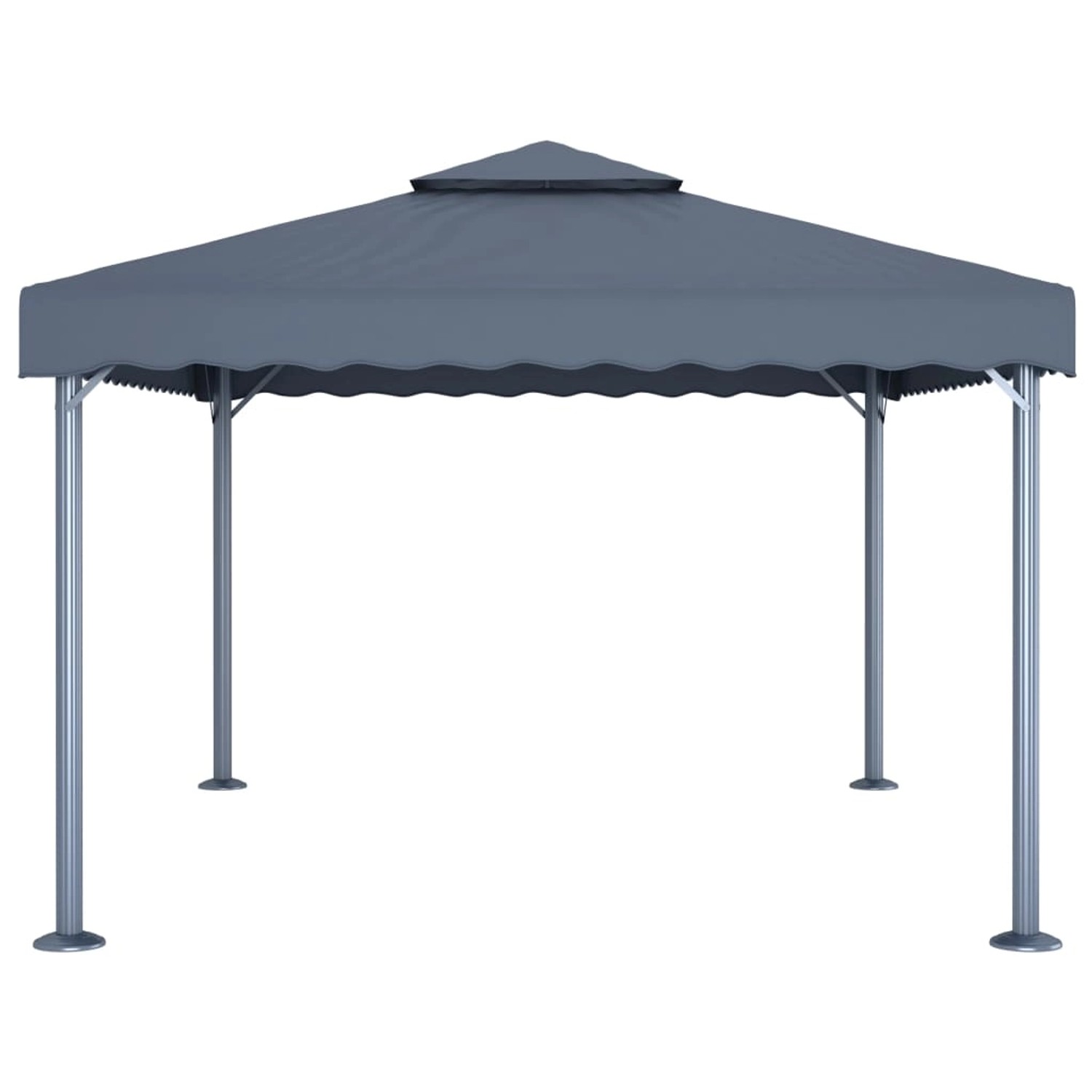 Anthrazitfarbener vidaXL Pavillon 400x300 cm mit LED-Lichterkette für Garten & Terrasse.