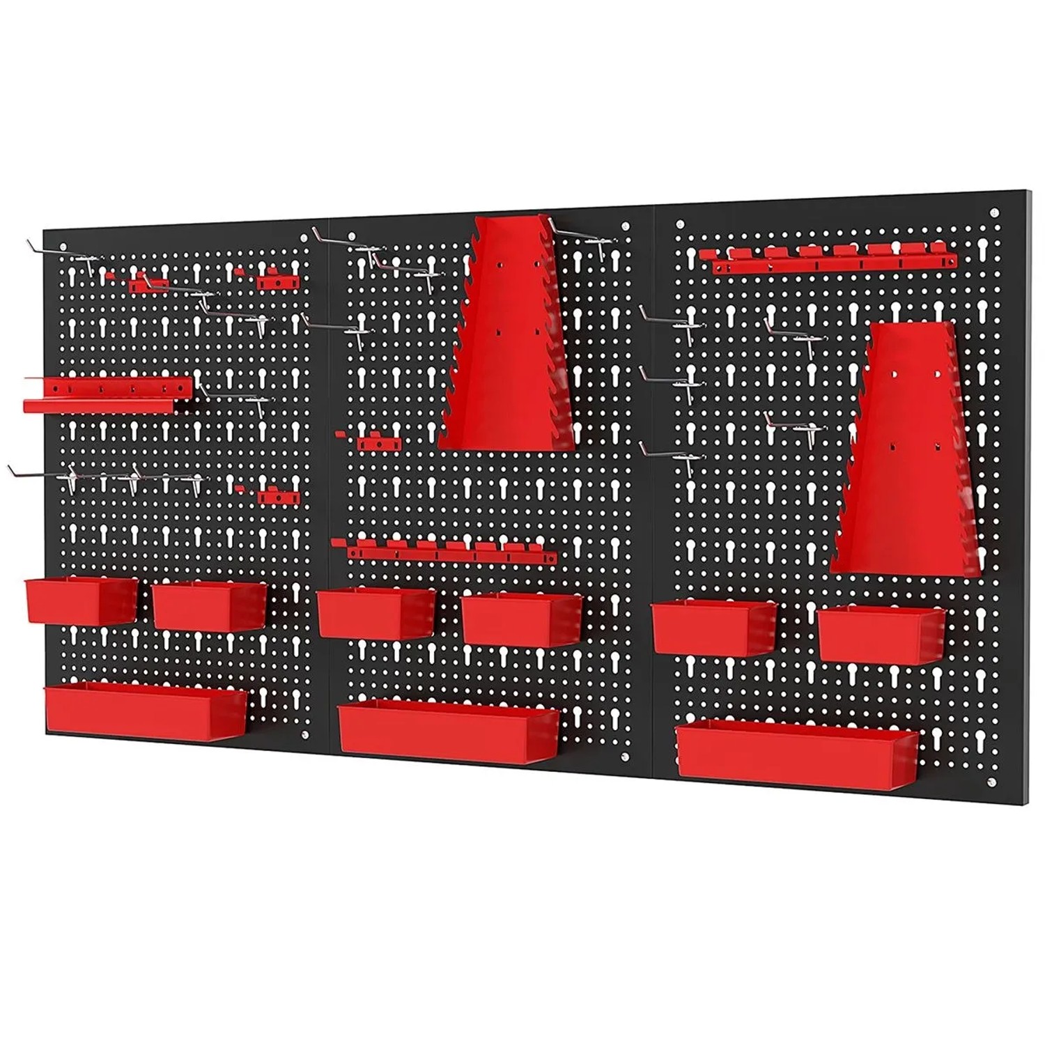 Costway Werkzeugwand mit 9 Aufbewahrungsboxen & Haken Rot