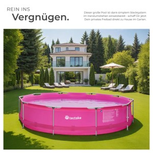 Tectake Swimming Pool Summertime Rund Solider Stahlrahmen  360 x 360 x 76 cm Pink