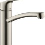 Hansgrohe Focus Küchenarmatur, 160mm, Edelstahl-Optik. Einhebelmischer mit schwenkbarem Auslauf.