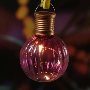 Marelida LED Solar Glühbirne Kugelleuchte Solarleuchte Balkon Terrasse Gartendeko Pink